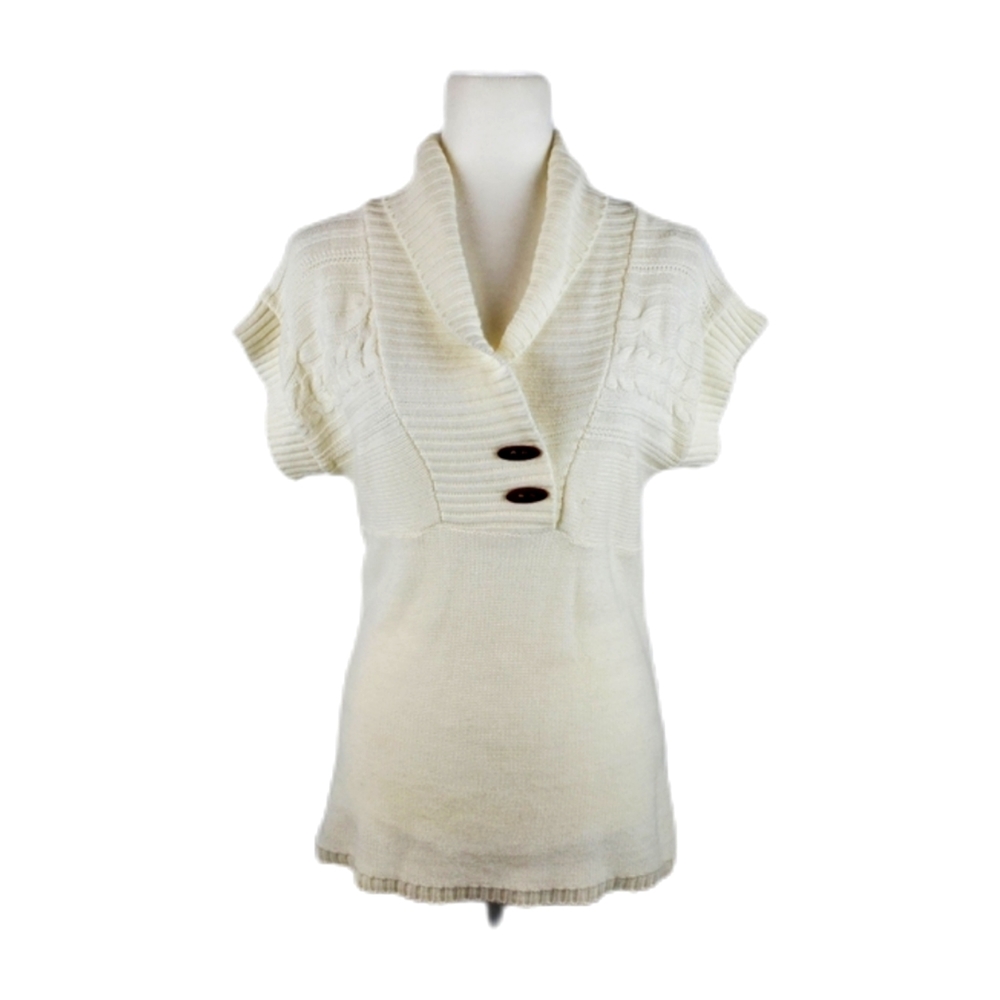 Hannah white short sleeve chunky cable knit sweater small